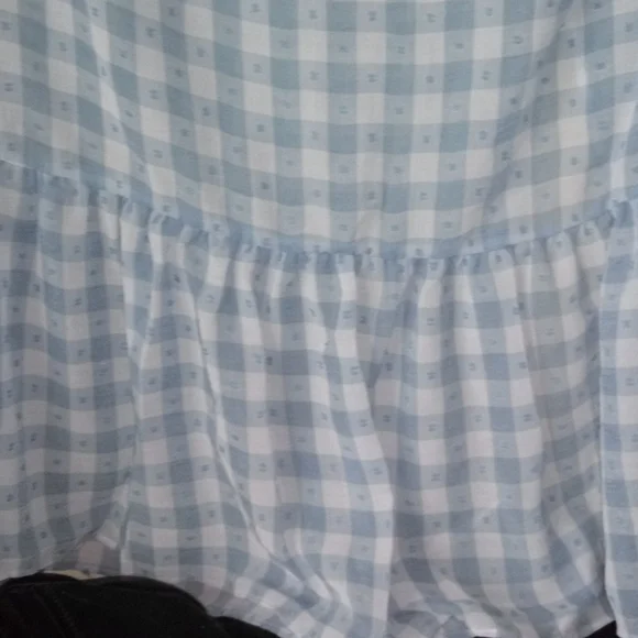 Topshop Blue Gingham Smocked Tiered Midi Skirt 6 - Picture 8 of 11